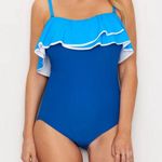 Coco reef Blue  swim contours NEW Agate Ruffle One Piece Swimsuit 36c/12 Photo 1