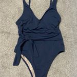 Shade & Shore Grey Low Back One Piece Swimsuit Size S Photo 0