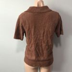 Anthropologie Moth  Brown Fuzzy Short Sleeve Collar Polo Sweater Medium Photo 3