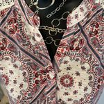 Sleeveless Blouse Paisley Print Tie Front Lace Back Casual Top Size M Photo 3