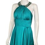 May Queen Couture Green Satin 30s Style Embellished Beaded Halter Neck Gown Sz 8 Black Photo 2