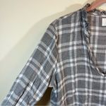 Cloth & Stone ✨ Women’s Gray Plaid Long Sleeve Top Anthropologie Small Photo 3