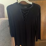 Cha Cha Vente Lace Up Black Blouse Photo 0