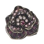 Vintage New Heidi Daus Pink Rhinestone Floral Antique Gold Statement Ring 8 Photo 5