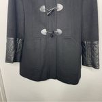 Calvin Klein Black Wool Blend Trench Coat with Leather Trim Accents size L Photo 4