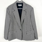 Kasper Houndstooth Long Sleeves Elbow Patches Lined Single Button Blazer 24W Photo 0