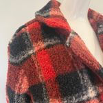 Wishful Thinking  Plaid Red and Black Women's Shearling Coat Photo 4