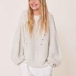 Rowie the Label Fae Knit Chunky Balloon Sleeve Sweater in Snow size XS/S White Photo 0