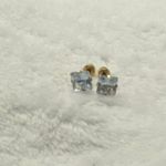 18k Gold plated Square White Crystal Zircon 6mm Stud Earrings Photo 4