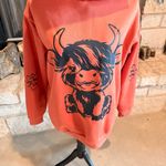 SheIn  Orange Hoodie with Cute Cow Print Photo 1