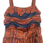 Girls From Savoy Navy Blue & Orange Floral Ruched Layered Dress Women Sz S Photo 5