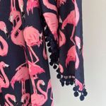 Simply Southern Dress S Navy Pink Flamingo Pom Pom Embroidered Bold Boho Chic Photo 5