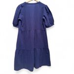 Garnet Hill NWT Royal Blue Organic Cotton Tiered Mini Dress Size Medium Button Photo 2