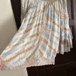 Surf Gypsy  | Brown and Blue Swim Cover Up Dress Off Shoulder Bell Sleeves Small Photo 3