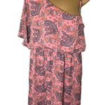 Vanity Asymmetrical Dress Batwing Sleeve Spaghetti Strap Paisley Pink XL Photo 0