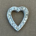 Gorgeous Vintage Rhinestone Heart Pendant W Sparkly Rhinestones Silver Tone Photo 3