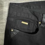 Cache  Black Bootcut Jeans Faux Leather Trim Mid Rise Women 8 Flare Leg Pants Photo 3