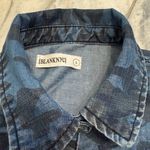BLANK NYC women's small blue denim camo snap button long sleeve shirt Photo 2