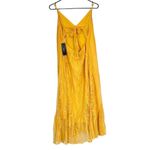 Lulus NWT  Zahria Golden Yellow Lace Button Front Midi Dress - Size Large Photo 9
