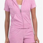 Juicy Couture NWT Women’s Bling rhinestone Towel Terry hoodie Shortie Set Size L Photo 0