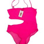 Solid & Striped Swimsuit SZ Large Cameron Cutout One Piece NWT Crinkle Rib Pink Photo 1