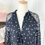 Massimo Dutti  Silk Button Front Blouse Navy Blue Sz 6 Photo 7
