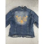 Faded Glory Vintage  Denim Blazer Jacket Women 12 Embroidered Floral‎ Boho Y2K Photo 11
