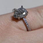 Dazzling Silver Teardrop Pear Shape Ring 7 new gift Black Quartz formal bride Photo 0