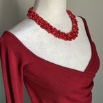Windsor New Red Surplice V-Neck Long Sleeve Crop Sweater Top Photo 2