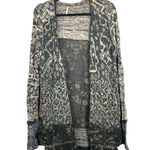 Free People Boho Mixed Material Pattern Long Sleeve Cardigan Topper Size Medium Photo 0