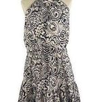 Dixie Womens Small Halter Neck Tiered Mini Dress Beige Paisley Floral Italy Made Brown Photo 0