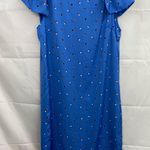 ZARA  Basic women’s blue spotted cap sleeve ruffle knee dress‎ lightweight summer Photo 0