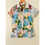 Desigual  XL Buttondown Short Sleeve Shirt Daisy Floral Mixed Print Fabrics Photo 1