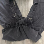 Distressed Acid Wash Wide Leg Boho Style Overalls with Adjustable Straps Black Photo 3