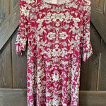Kaileigh Floral Print Dark Pink Dress Size Small Photo 0