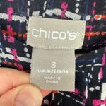 Chico's Blouse 3 Multicolor Grid Print Sheer Layering Artsy Workwear Retro XL Photo 2