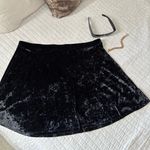 EXPRESS  pull on black crushed velvet holiday goth party mini skater skirt L Photo 2
