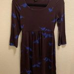 Boden Plum Color Bird Print 3/4 Length Sleeve Tunic Mini Dress Size 4R Photo 0