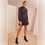 Keepsake Infinity Long Sleeve Satin Mini Dress Black with Pomegranate Ditsy Size Size XS Photo 1