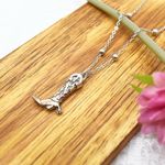 Rustic Cowgirl Boot Pendant Necklace Silver Photo 2