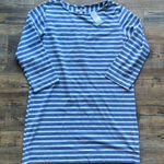 Free Assembly Womens Blue/White Boatneck Mini Stripes Long Sleeve Dress Sz M NWT Blue Size M Photo 0