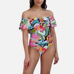 BCBGMAXAZRIA  Multi Ruffle Off The Shoulder One-piece Swimsuit Size M Photo 1