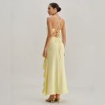 Rihoas Yellow Ruffle Backless Slit Slip Maxi Dress Size XS Photo 4