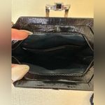 Fendi VINTAGE Black Patent Leather EVENING Bag BLACK WITH NAVY STRAP with COA Photo 9