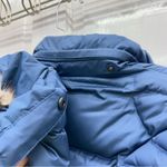 Eddie Bauer Goose Down filled hooded navy winter coat women's small. Puffer Photo 9