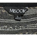 Misook Cardigan Duster Size Large Black Stripes Open Front Shimmer Work Dressy Photo 6