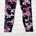 Yogalicious Women's Black Pink Floral Lily Print Active Leggings Size LG Pockets Photo 9