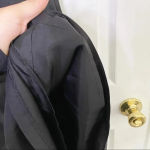 ANNI KUAN Black Cap Sleeve Pleated Neckline A Photo 2