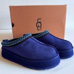 UGG  Tazz Slippers Women 9 Navy Blue Suede Platform Slip-On Shearling Lined Shoes Photo 0