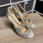 Betsey Johnson  SB Sage Elegant Silver Peep Toe Heels with Rhinestones and Pearls Photo 1